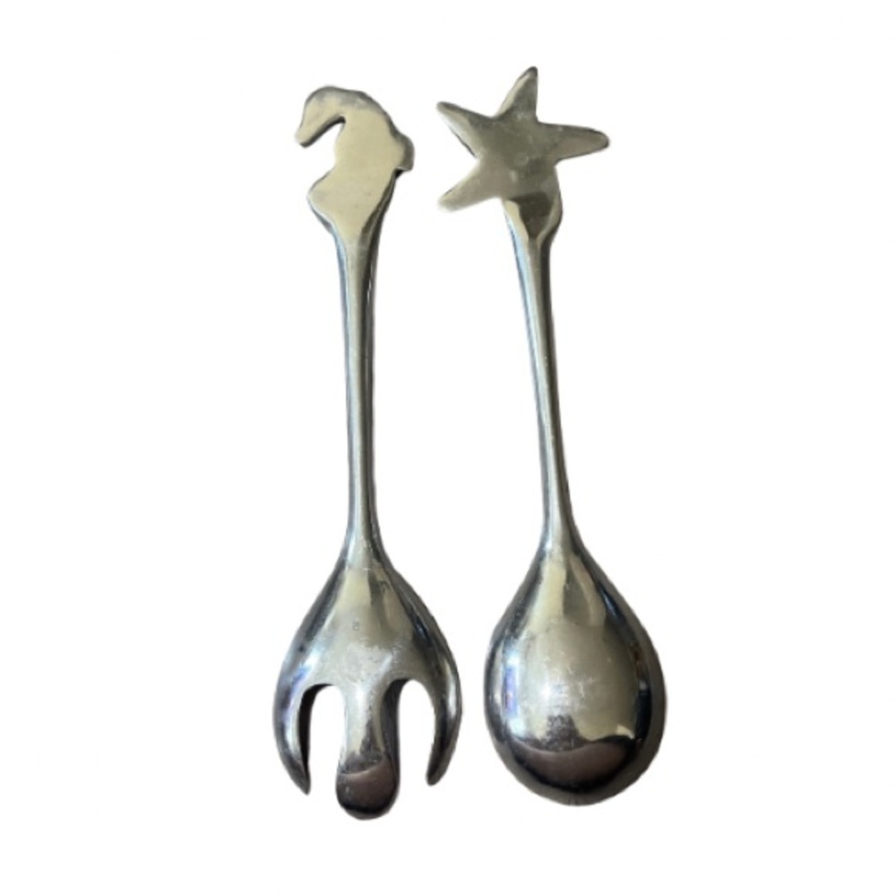 Silver Seahorse and Starfish Serving Utensils - Picture 2 of 2